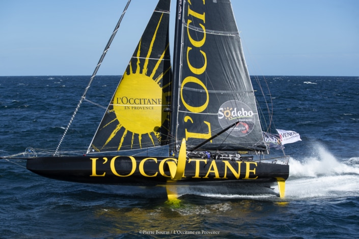 OFF Groix – June 6: French skippers Armel Tripon sailing on the Imoca l’Occitane, training prior to the vendée globe, on June 6, 2020, off Groix, South Brittany, France – Photo Pierre Bouras / L’Occitane en Provence